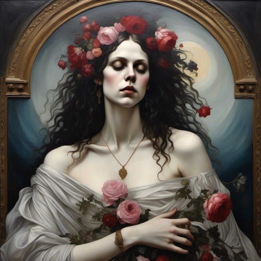 Melancholic Portrait in Surrealist Psychedelic Style