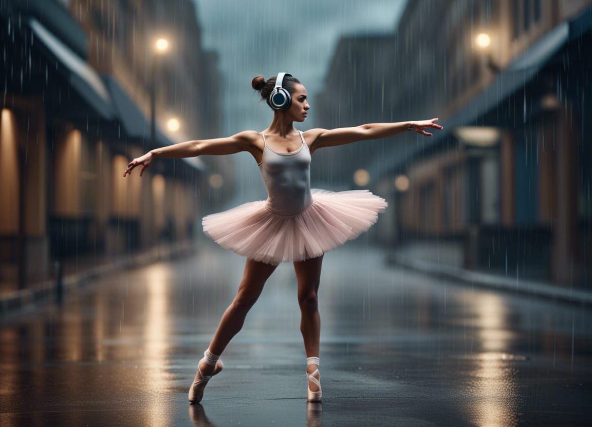 Ballerina Dancing in Rain: Digital Matte Painting