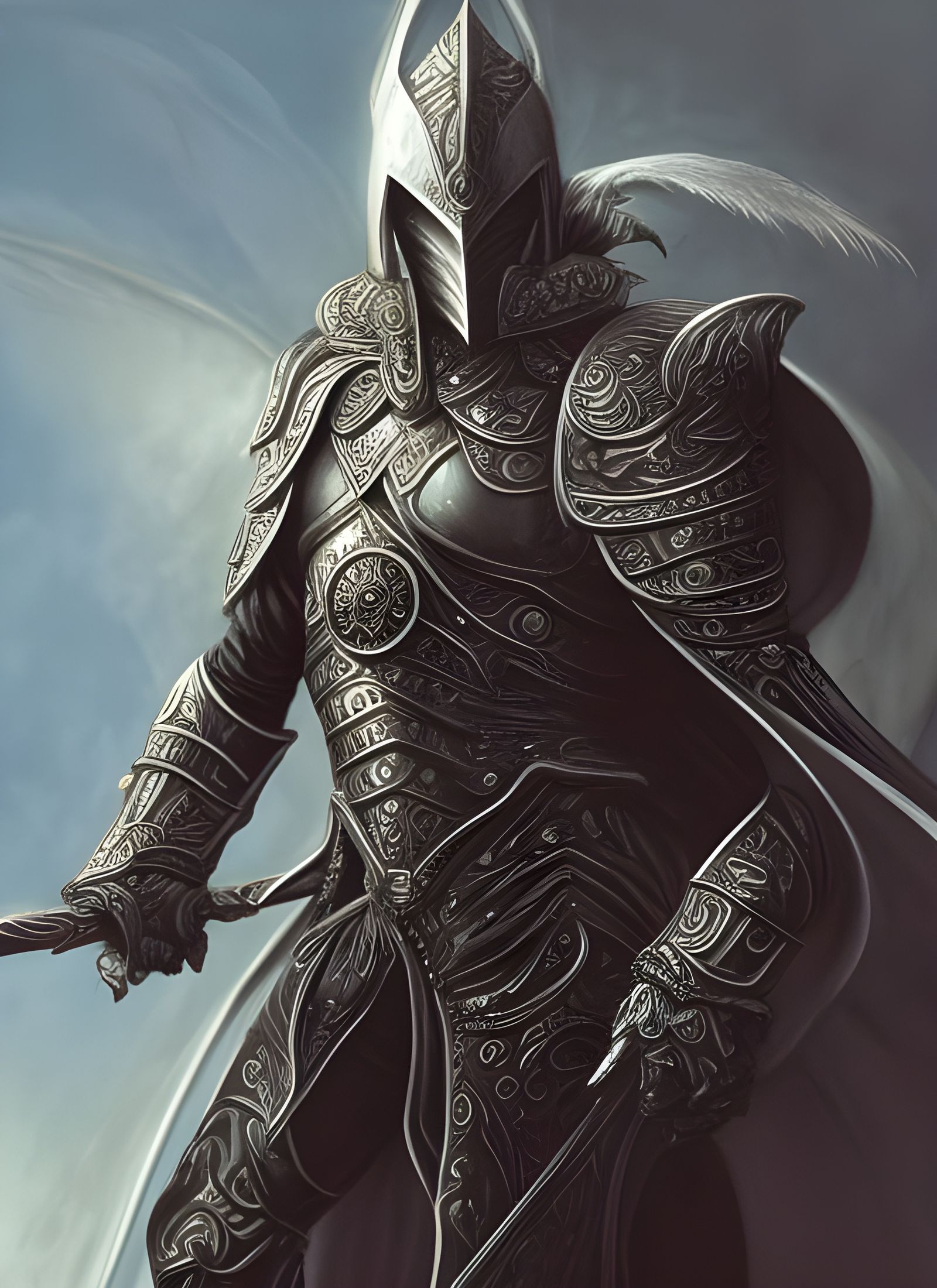 White Knight in Ceremonial Armor Illustration