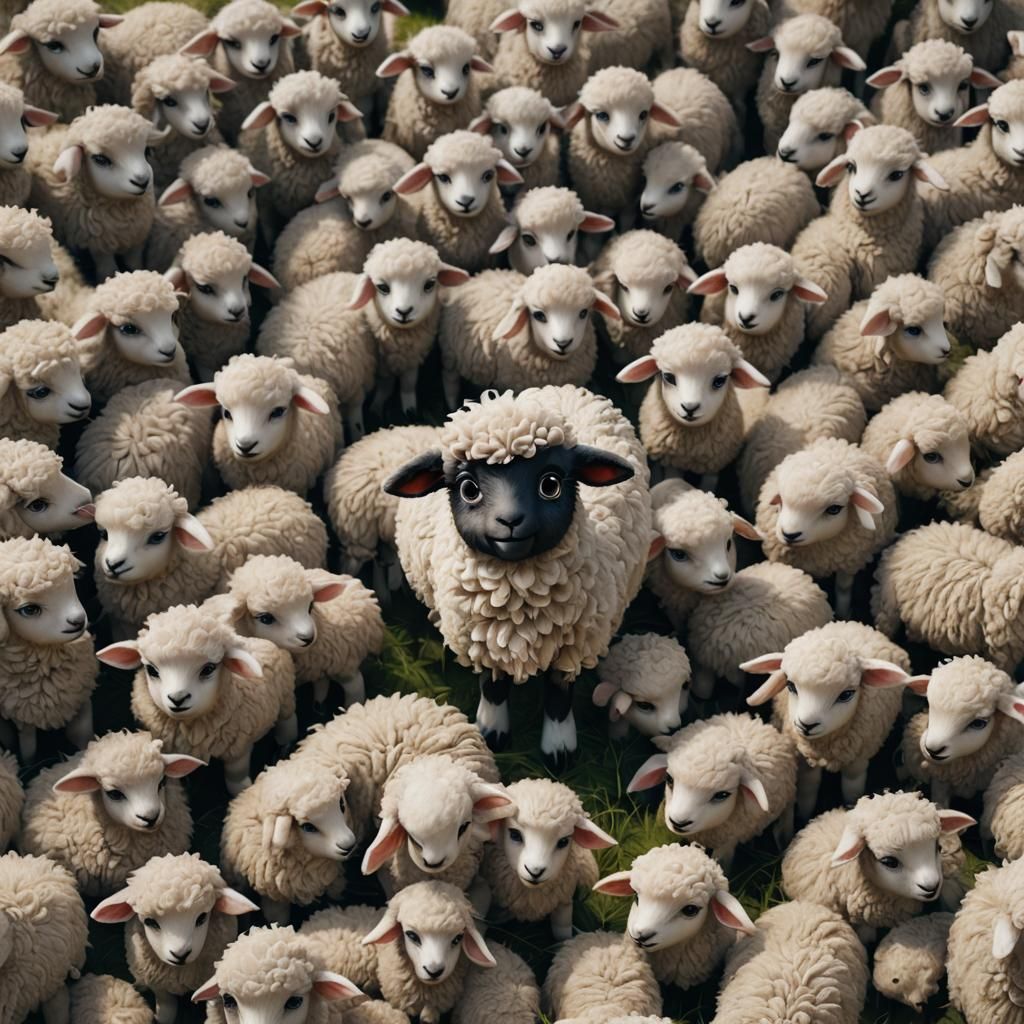 Cute Fluffy Lamb with Big Eyes, Detailed Matte Painting