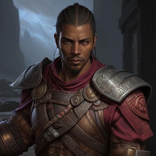 Redguard Warrior Portrait in Comic Book Art Style