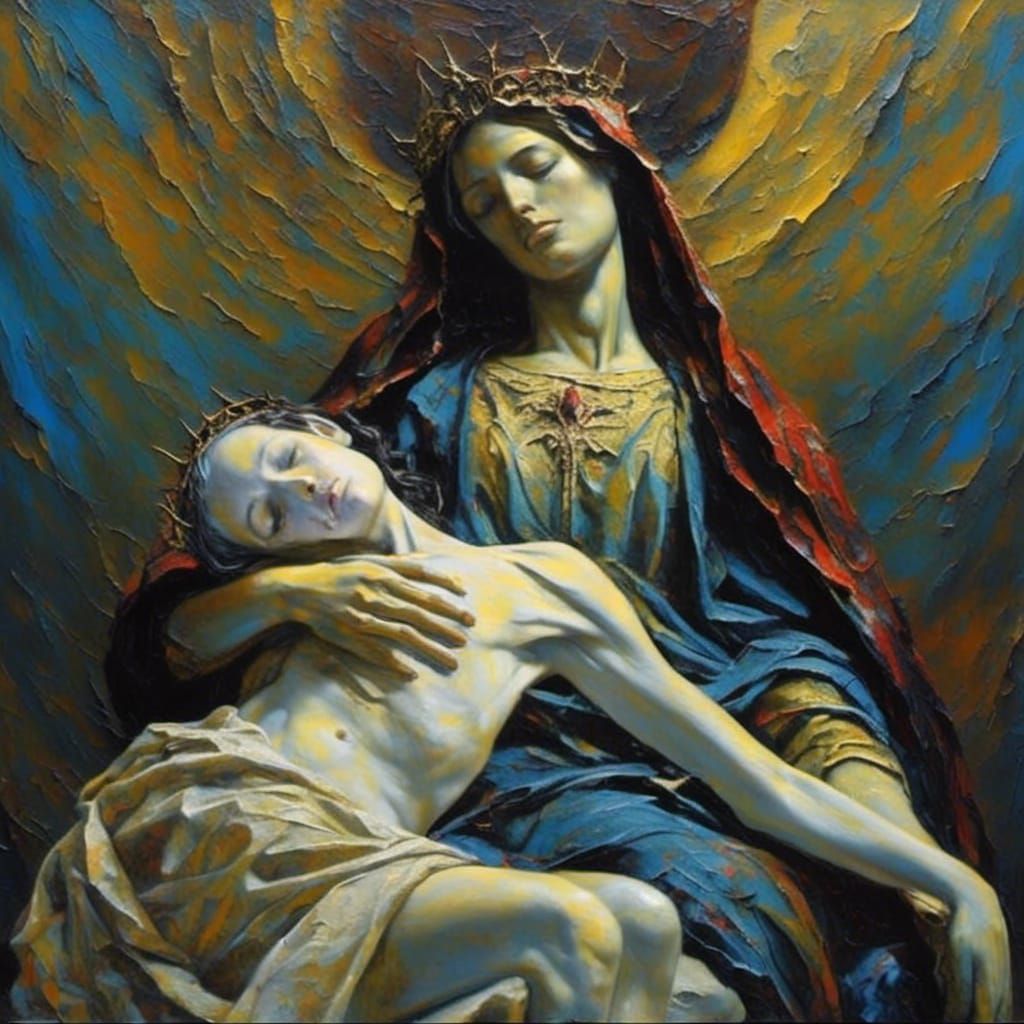 Virgin Mary with Dead Son Oil Painting