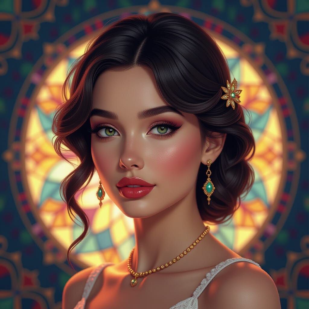 Detailed Portrait of Woman in Trending Art Style
