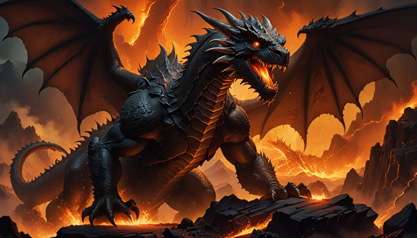 Dragon Amidst Apocalyptic Skies, in Epic Fantasy Style