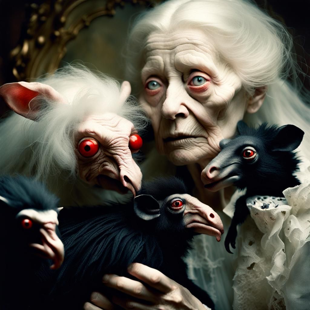 Eerie Albino Woman Feeds Strange Creatures