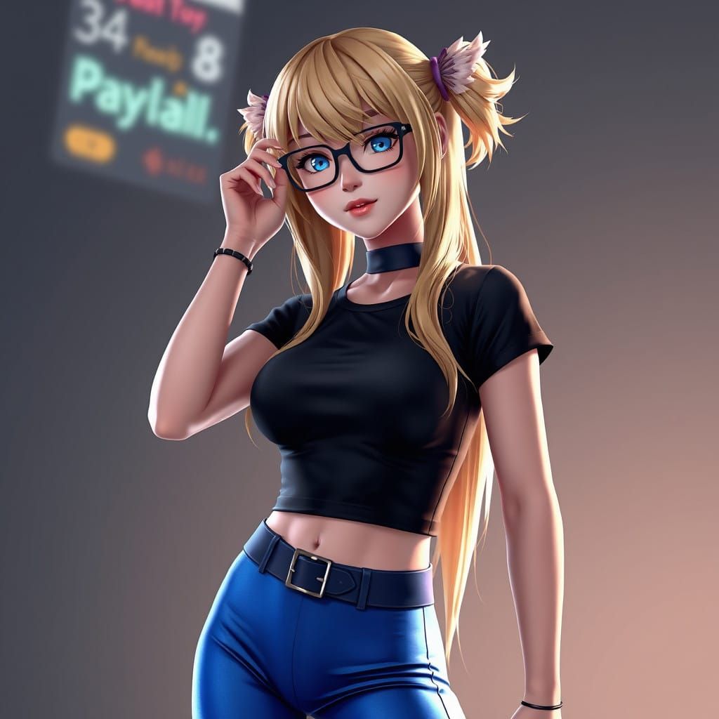 Confident Anime-Inspired Girl Poses with a Gyatt