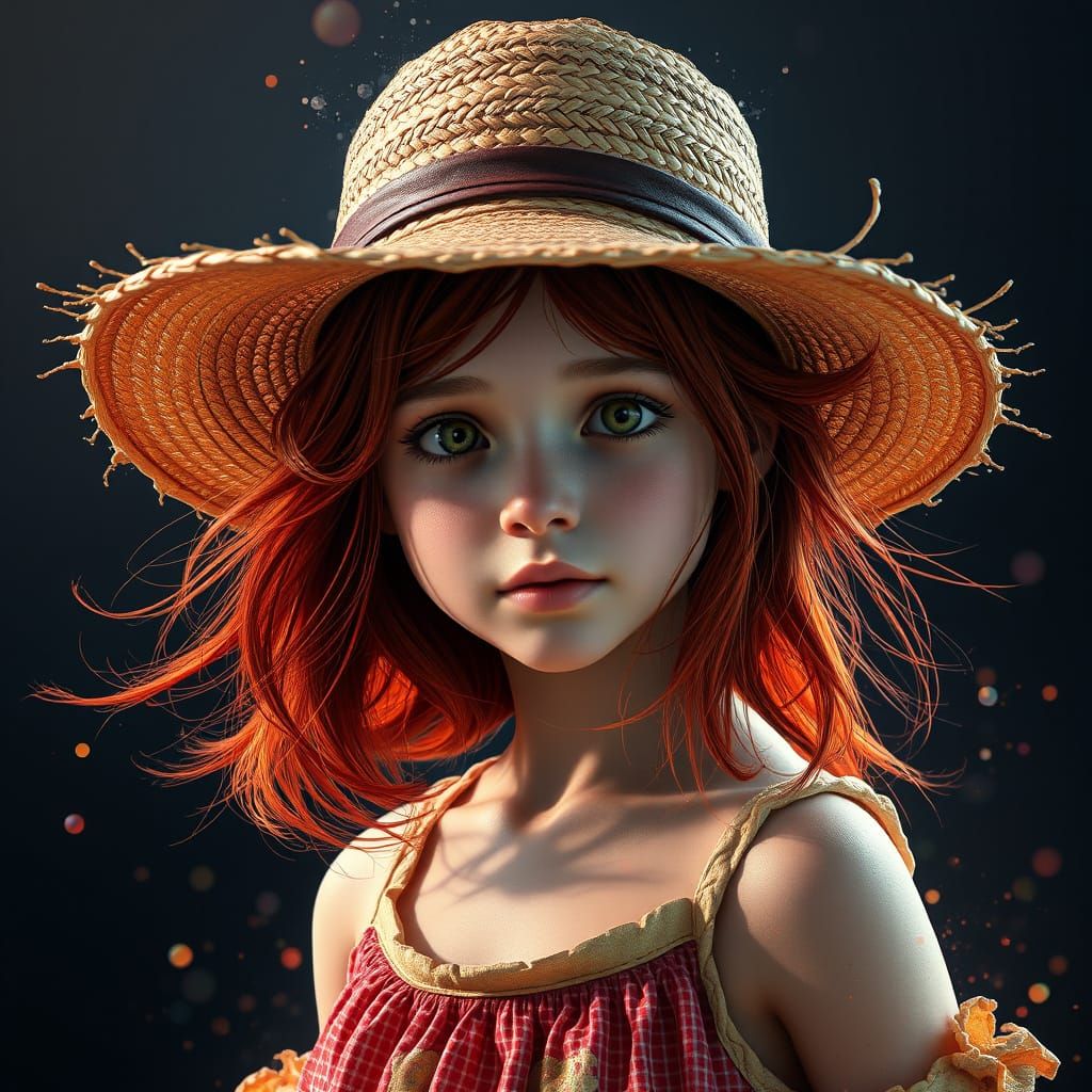 Red-Haired Girl Portrait in Hyperrealistic Style