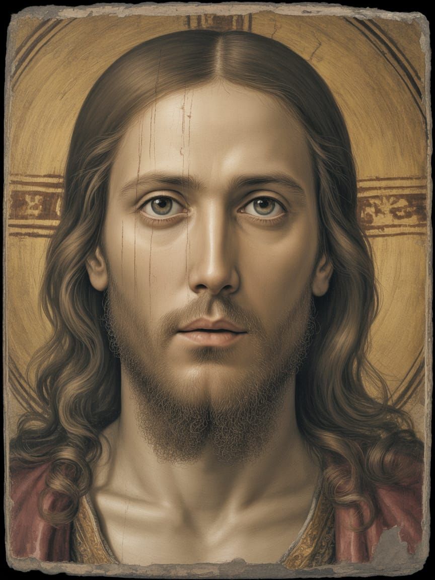 Jesus Christ: Turin Shroud Likeness Head Portrait