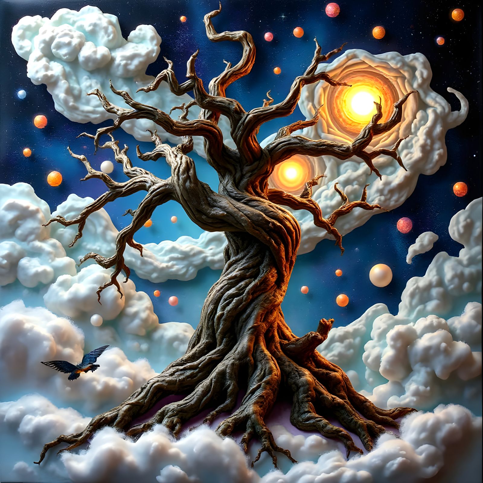 Surreal Organic Tree in Mystical Landscape