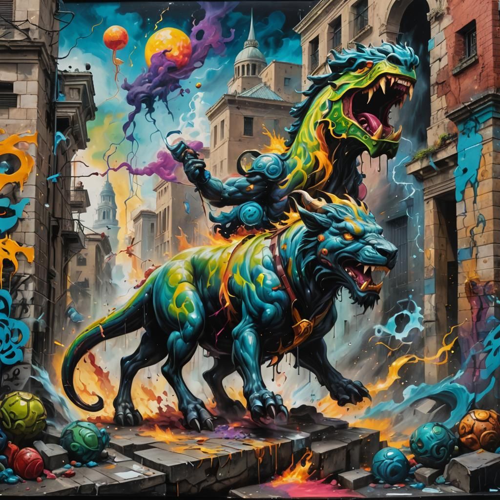 Zeus vs Hades: Mythological Street Art Battle