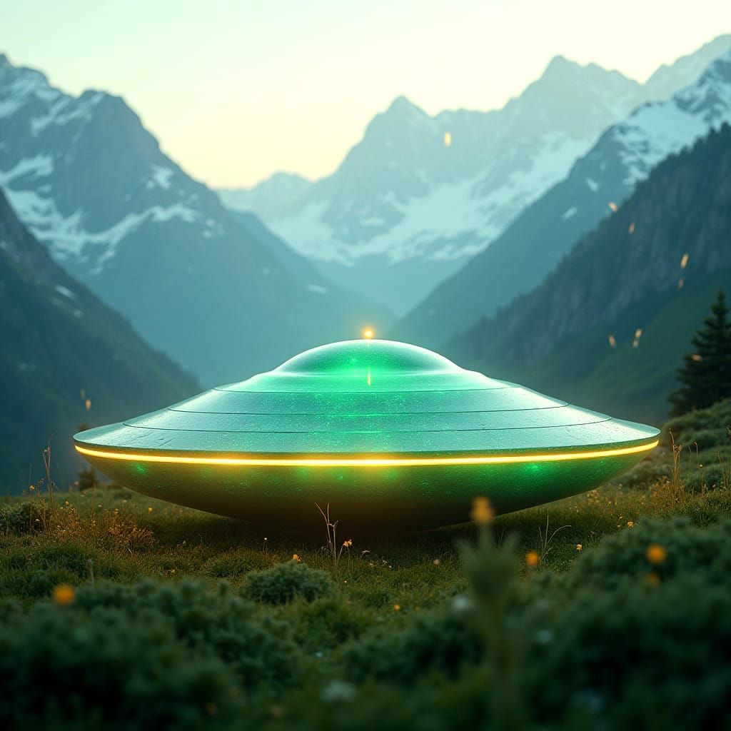 Ethereal Spaceship Emerges Amid Winter Dawn