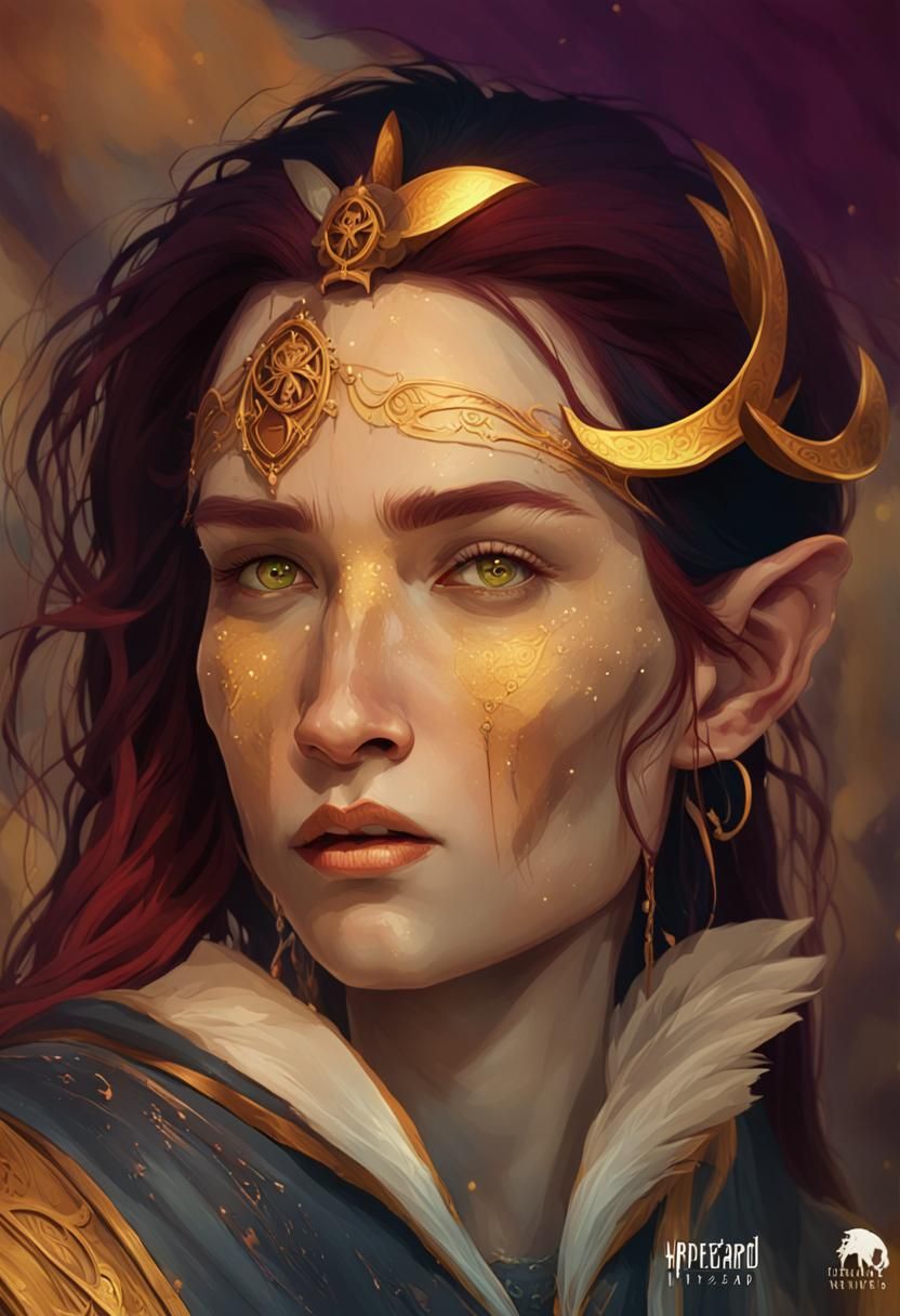 Half-Orc Wizard with Red Hair, Dark Fantasy Art