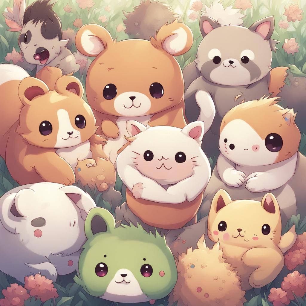 Super Cute Animals in Anime Style