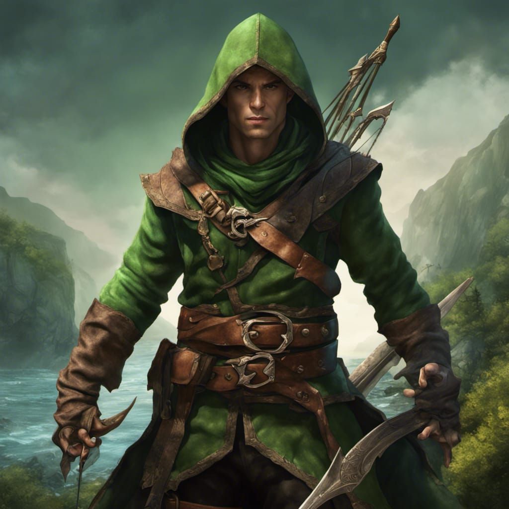 Elf Ranger Pirate Character in Detailed Matte Painting