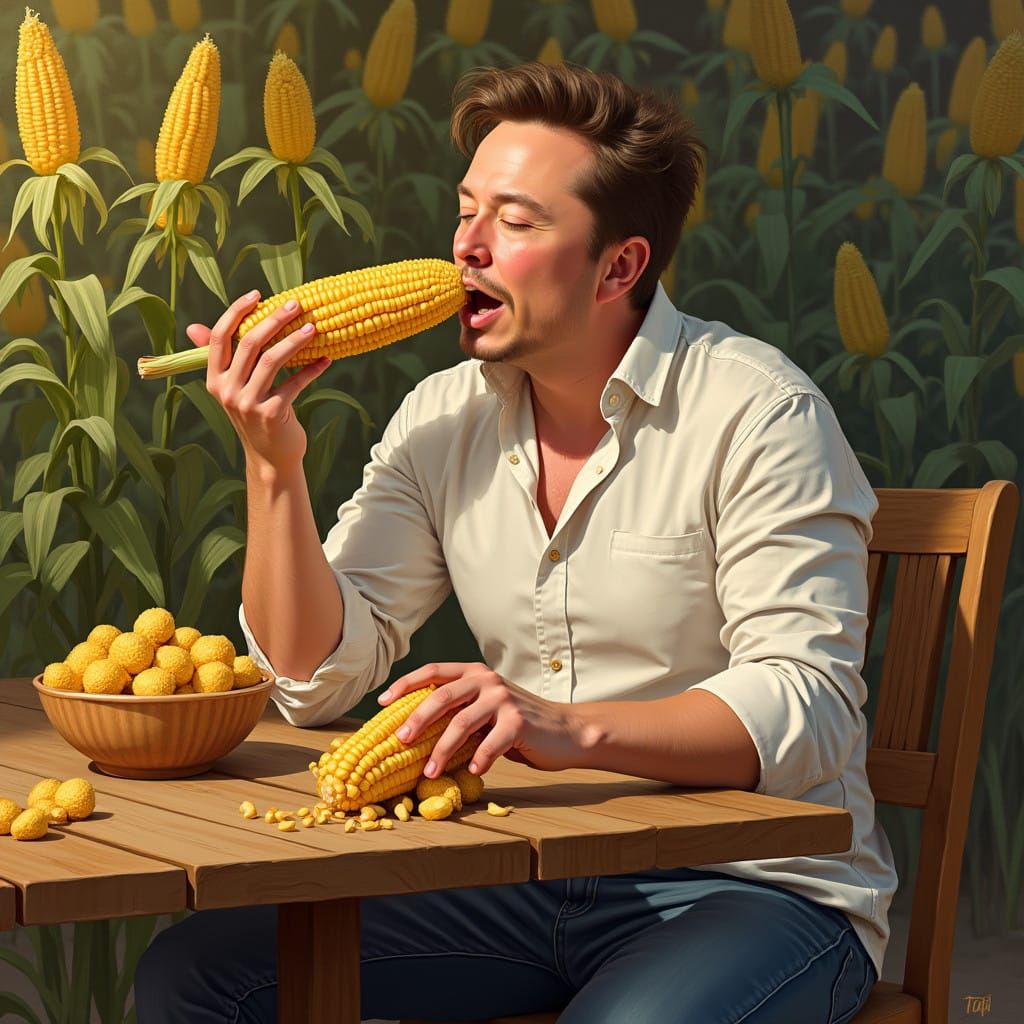 Elon Musk Relishes a Corn on the Cob in a Whimsical Summer S...