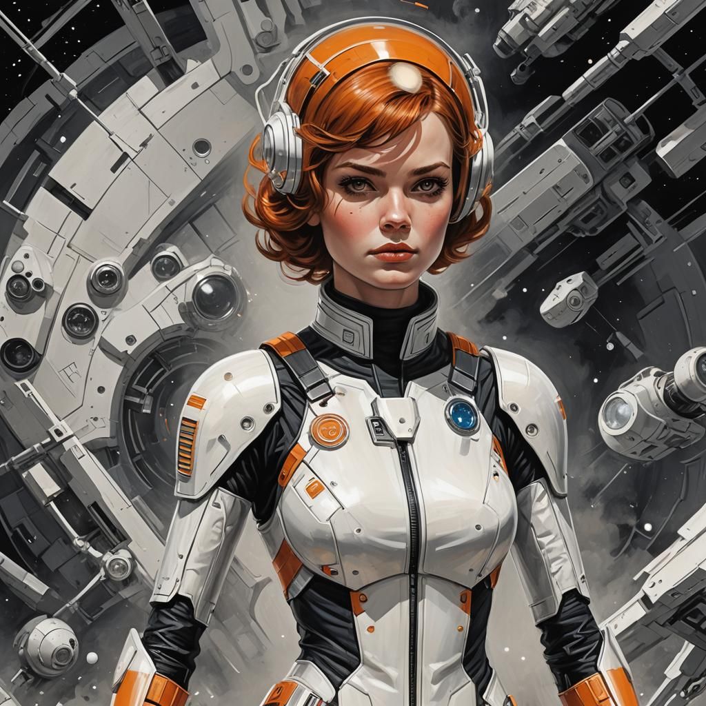 Detailed Sci-Fi Character in Pulp Comic Style