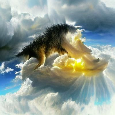 Dire Wolf in Heavenly Sunshine and Clouds