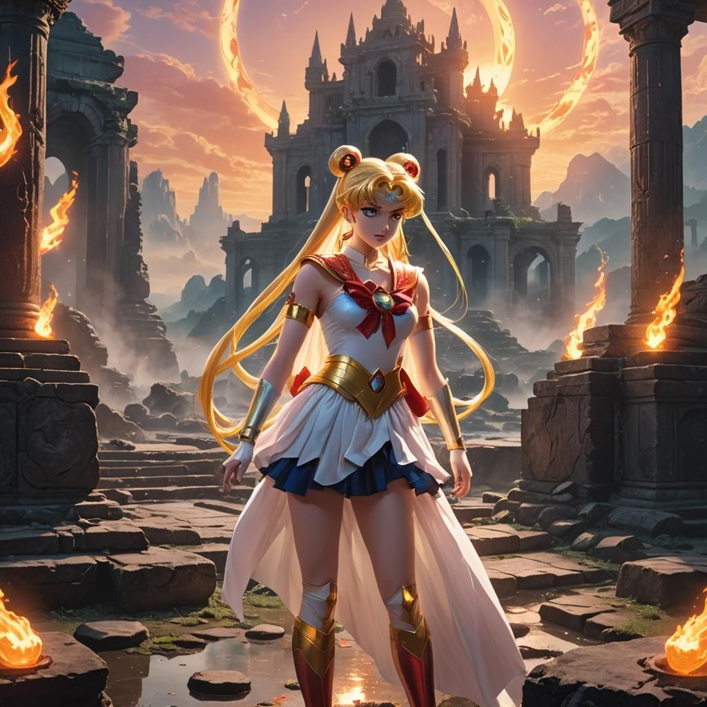 Sailor Moon on Slumbering Isle: Fantasy Illustration