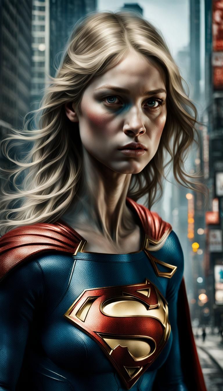 Hyperrealistic Toddler Supergirl in Mixed-Media Photography