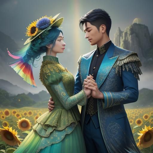 Peacock Family: A Fantastical Digital Matte Painting