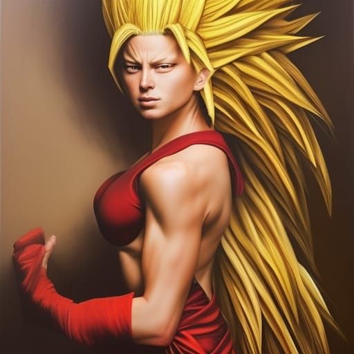 Female Super Saiyan in Caravaggio Style