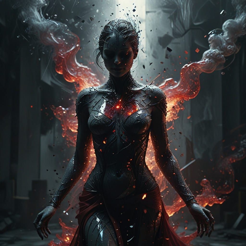 Mysterious Figure in Broken Mirrors as Splash Art