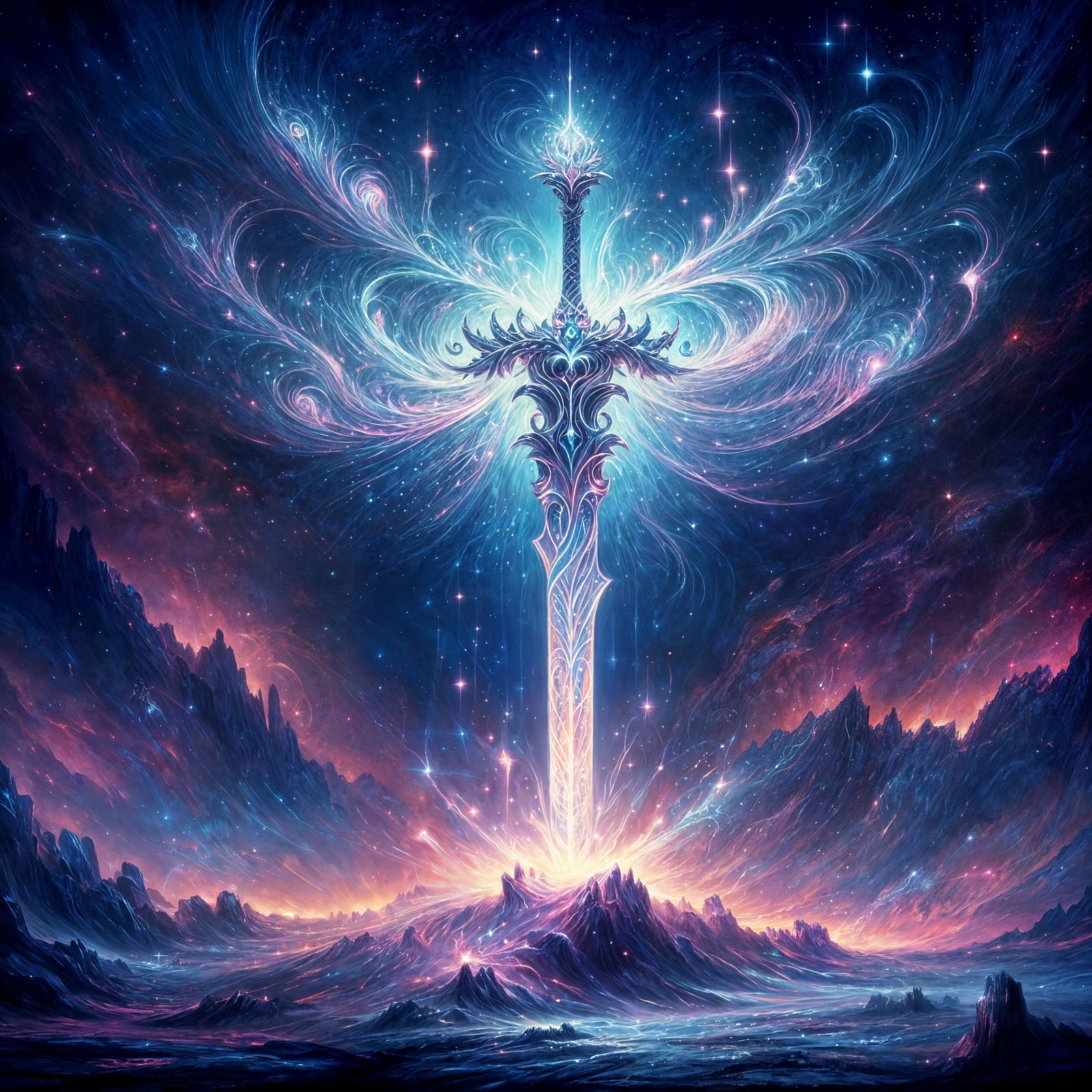 Ethereal Enchantment: Ancient Sword Radiates Mystical Glow