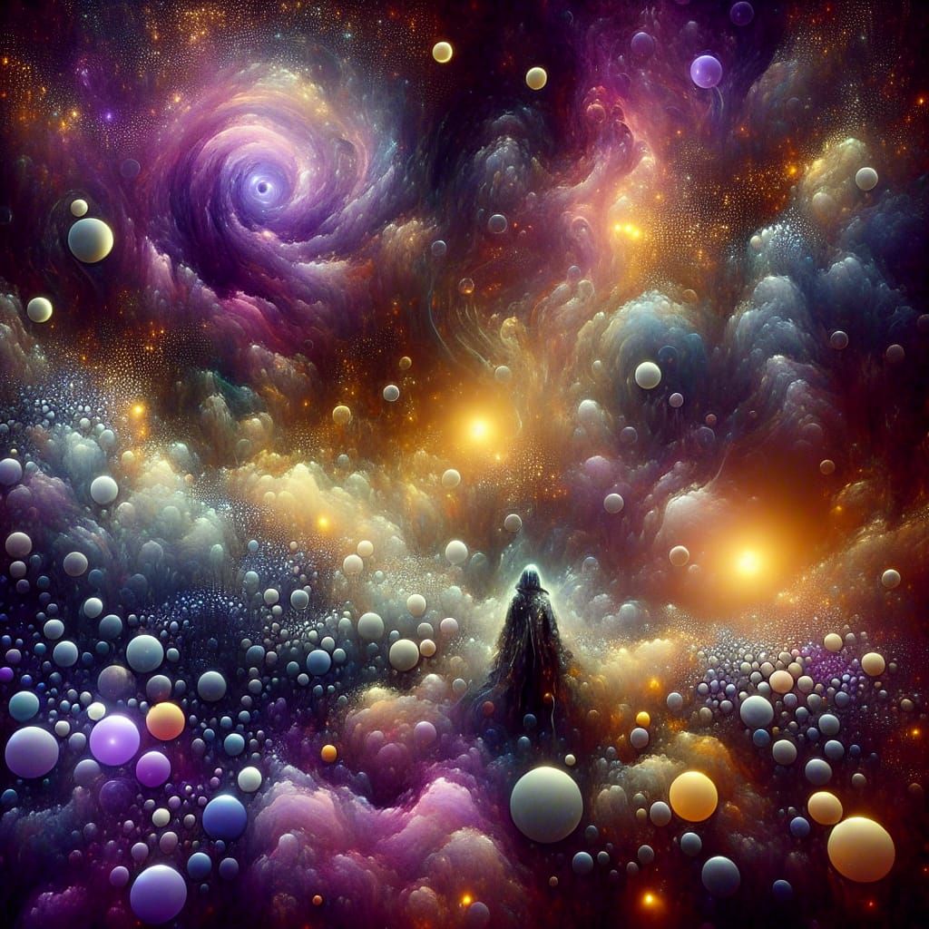 Ethereal Dark Fantasy: Wanderer in Bubble Goth Sea