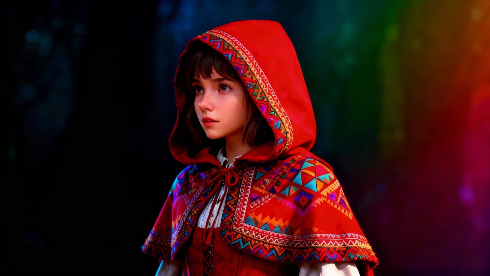 Little Red Riding Hood Close-Up in Hyperrealistic Style
