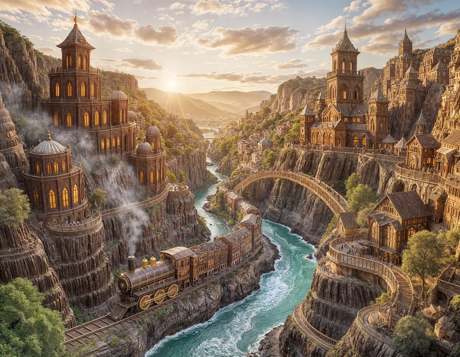 Chocolate Metropolis Carved in Canyon with Caramel Bridges