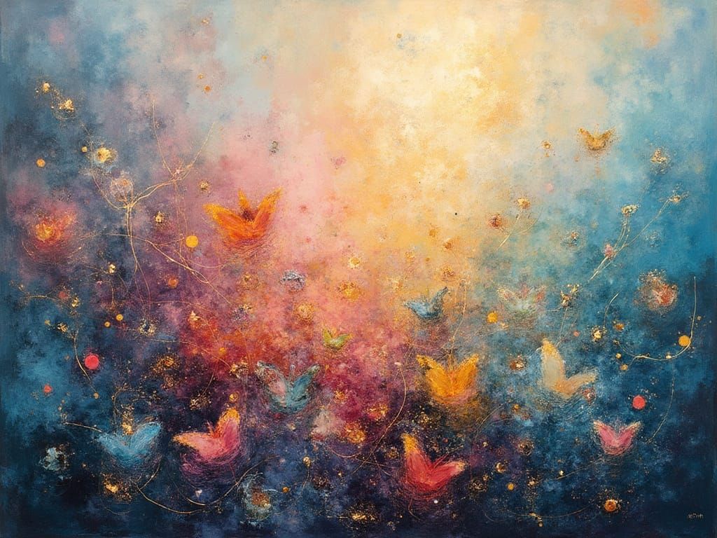 Whimsical Abstraction in Shimmering Colors