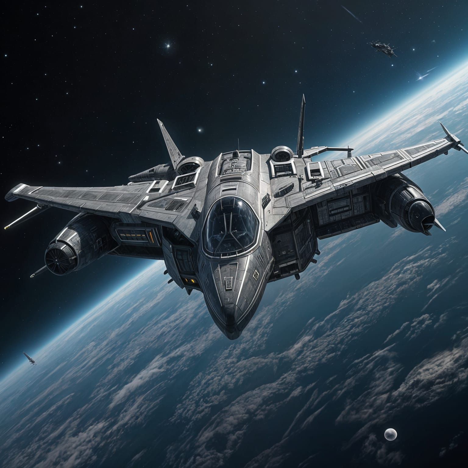 Klingon Bird of Prey in Deep Space, Detailed Render