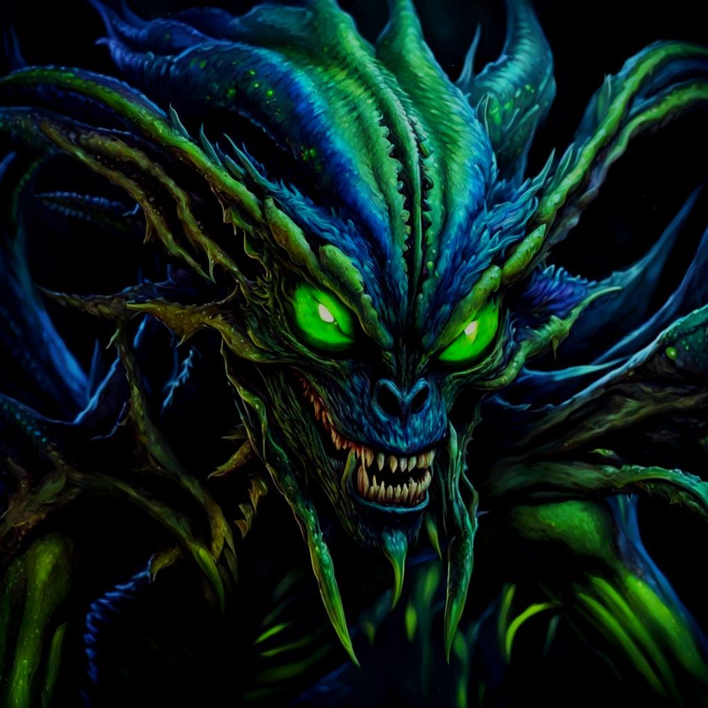 Sci-Fi Alien Concept Art with Glowing Eyes