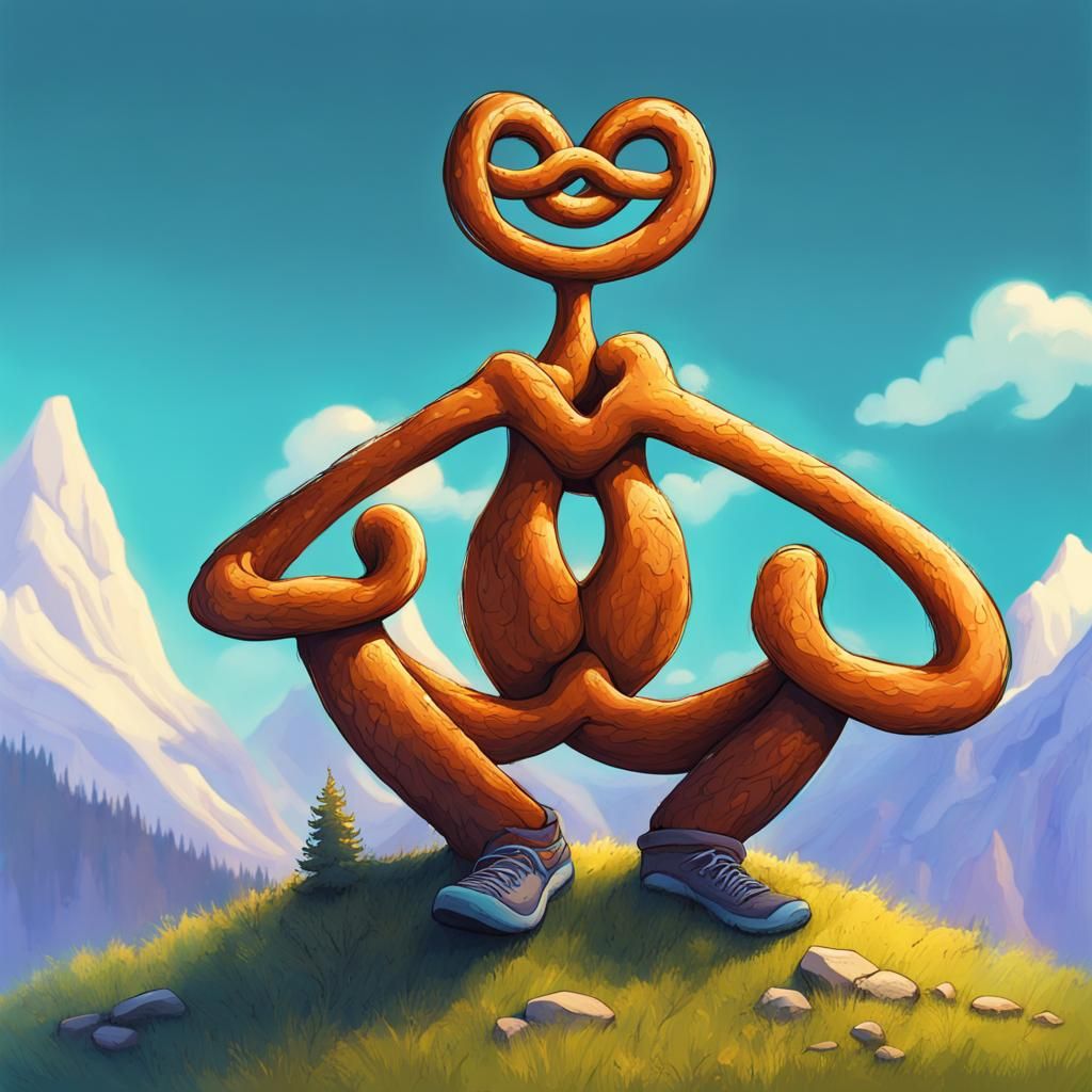 Pretzel Meditating on Mountain: Fantasy Concept Art