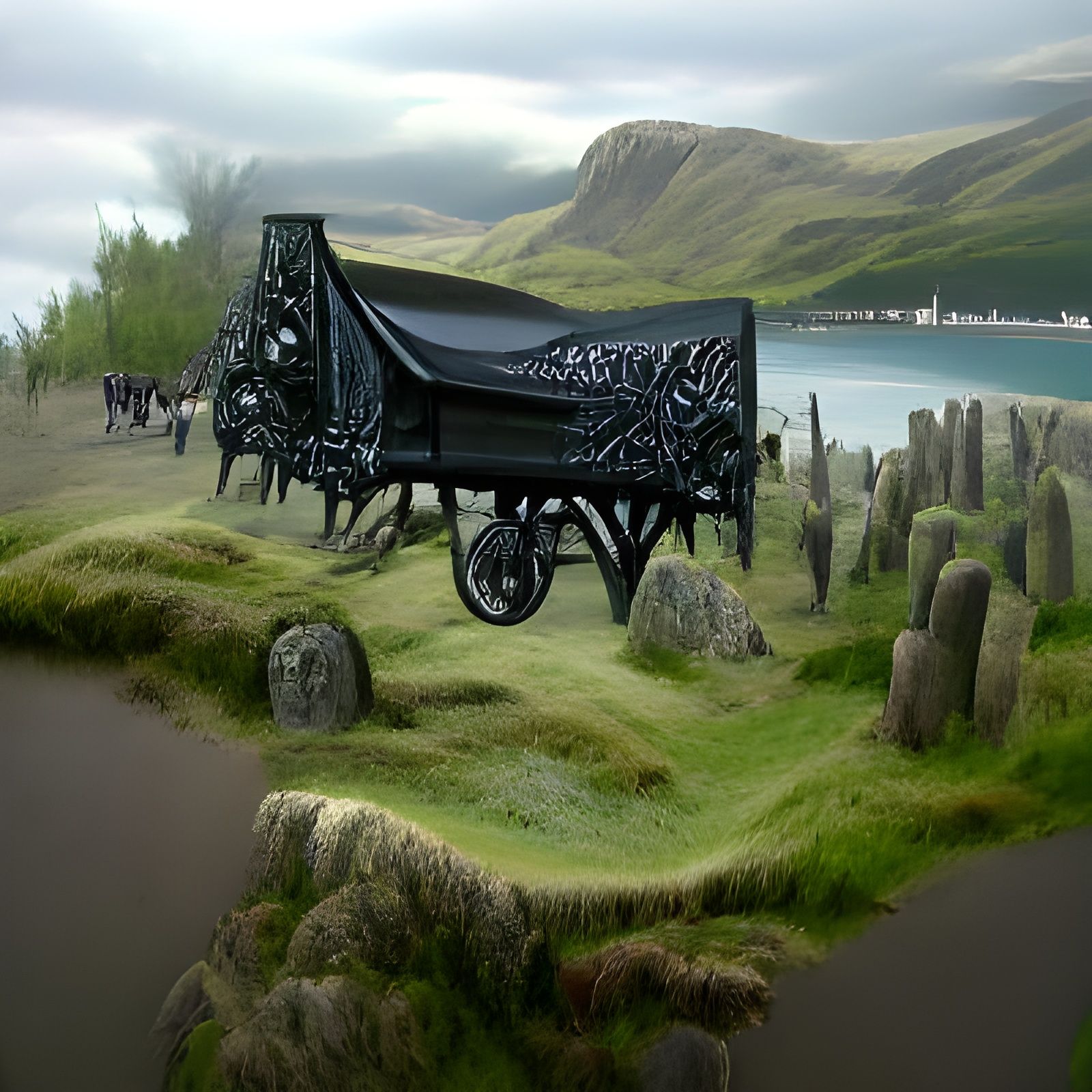 Black Scottish Death Carriage: Matte Painting