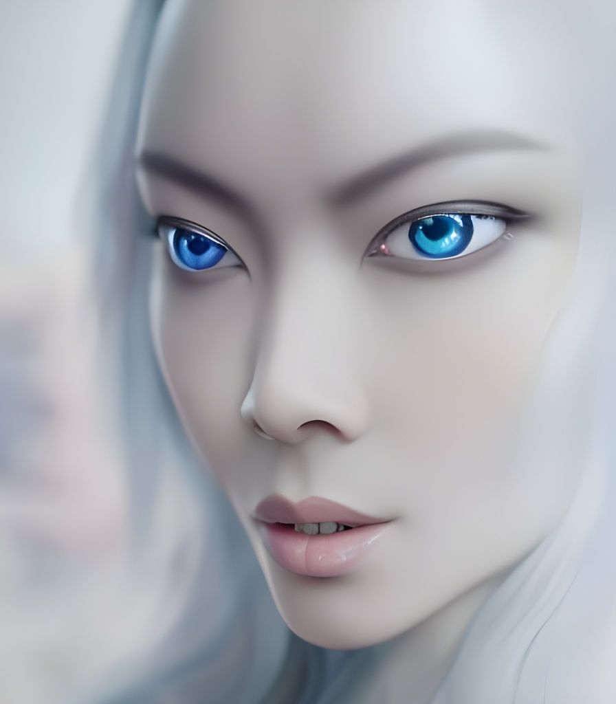 Serene Goddess with Glass Eyes in Dark Fantasy Style
