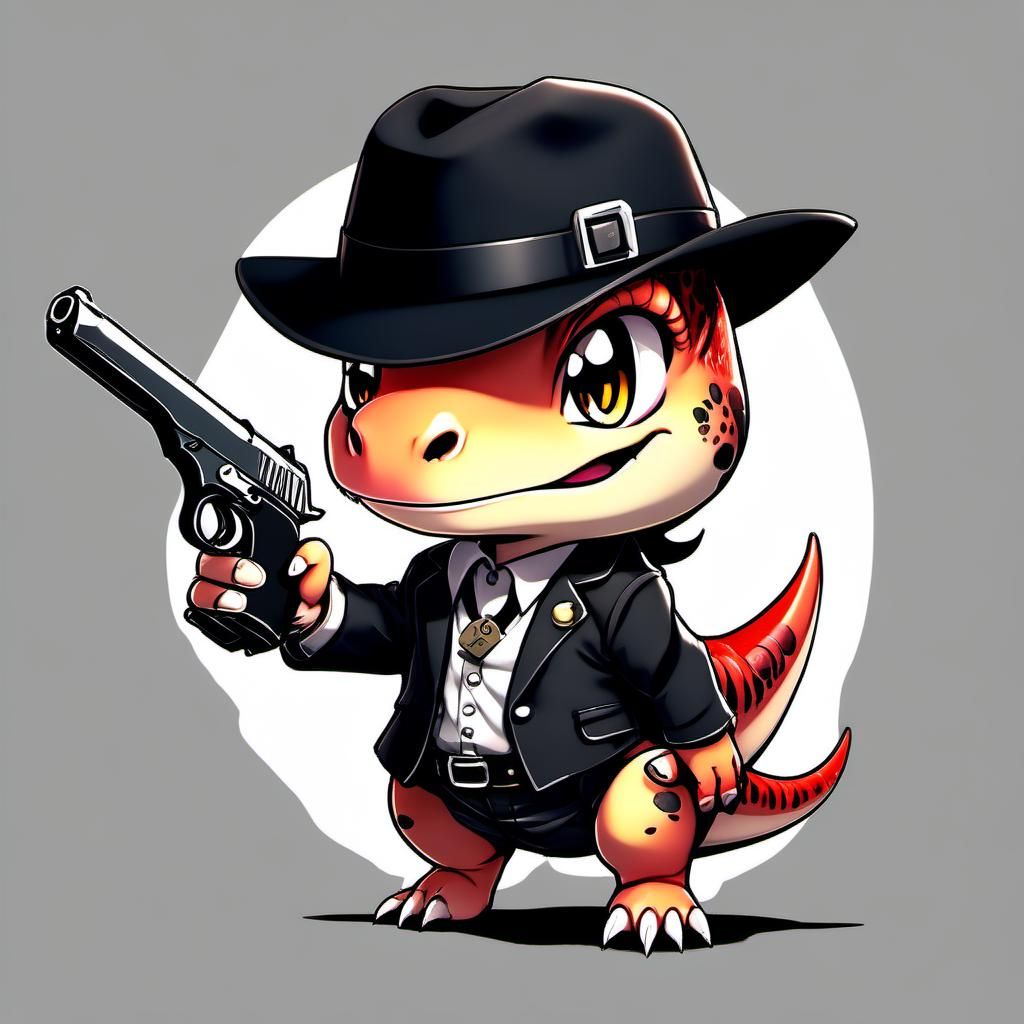 Chibi Dinosaur Hitman in Anime Style