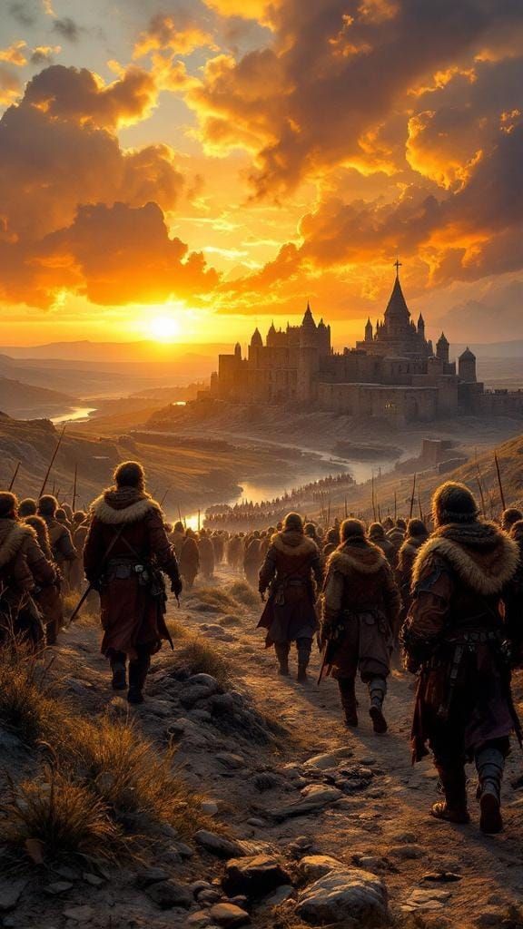 Cossacks Build Fortress on Dnipro River at Sunset