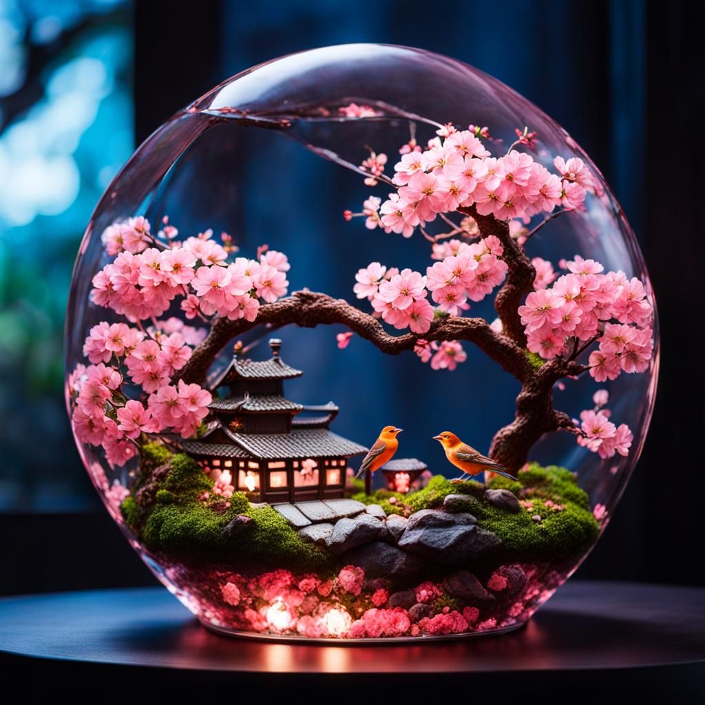 cherry blossom garden terrarium