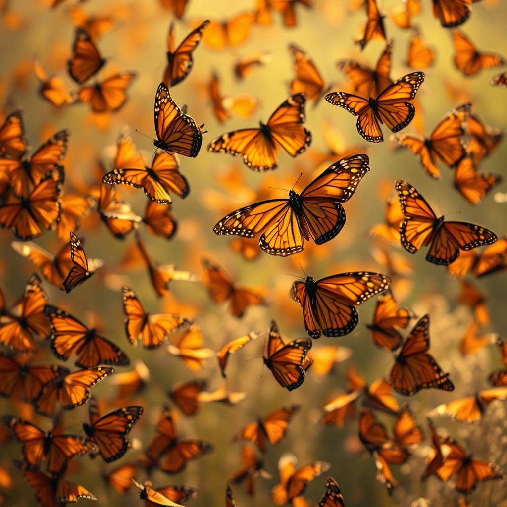 Surreal Monarchs in Golden Light