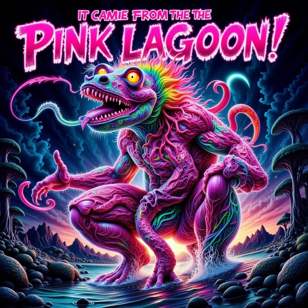 Pink Lagoon Monster Drag Queen Pulp Comic Poster