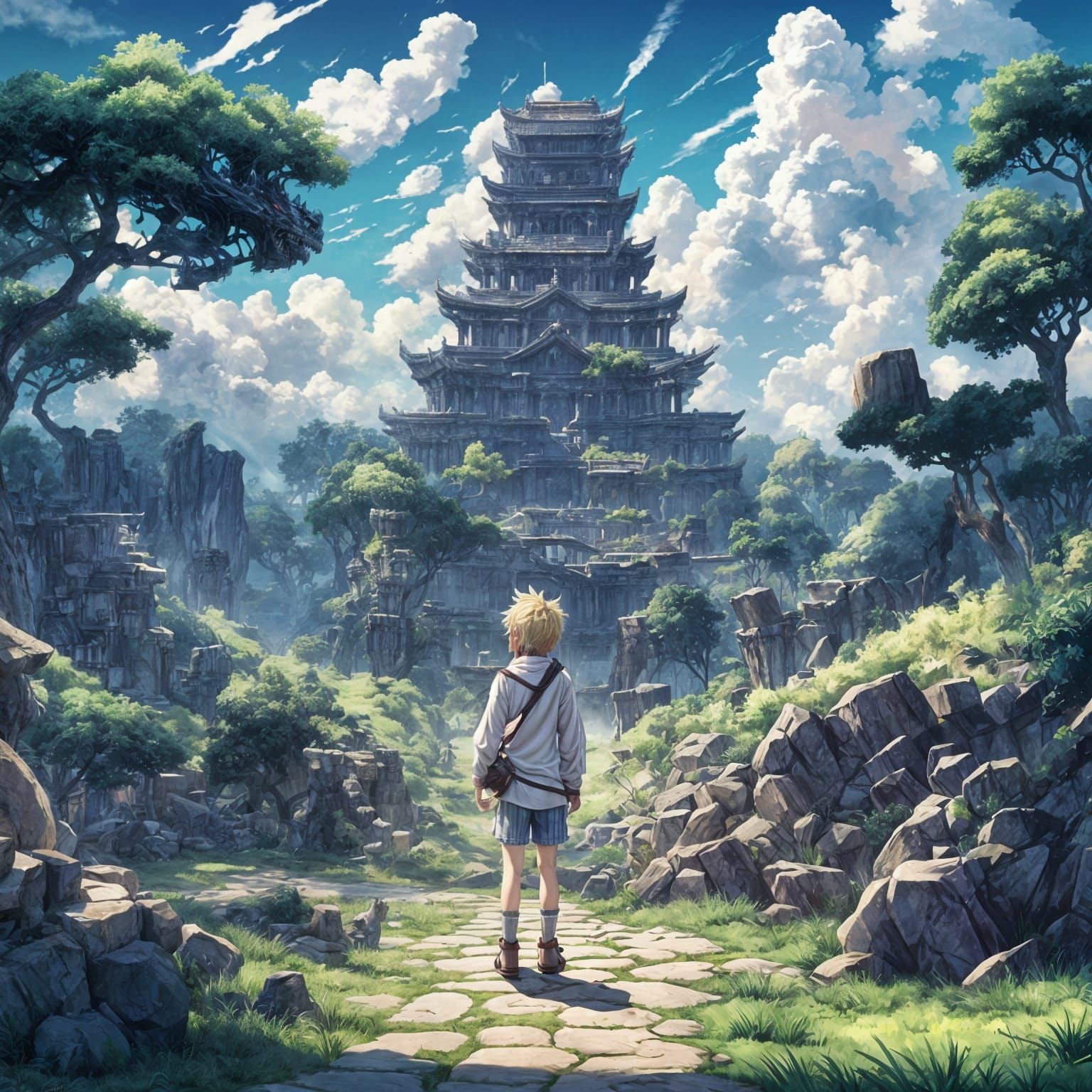 Meliodas in a Mystical Fantasy World Anime Style