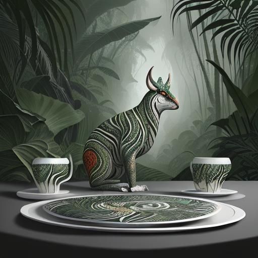 Rainforest Ceramic Plates: Hand-Painted Botanical Art