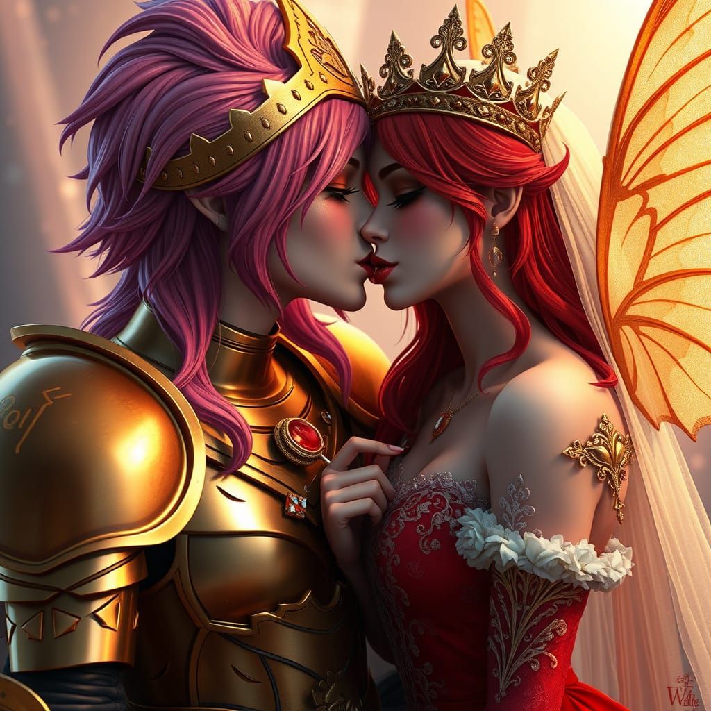 Gothic Demigod Kiss at Fairy Wedding in 3D
