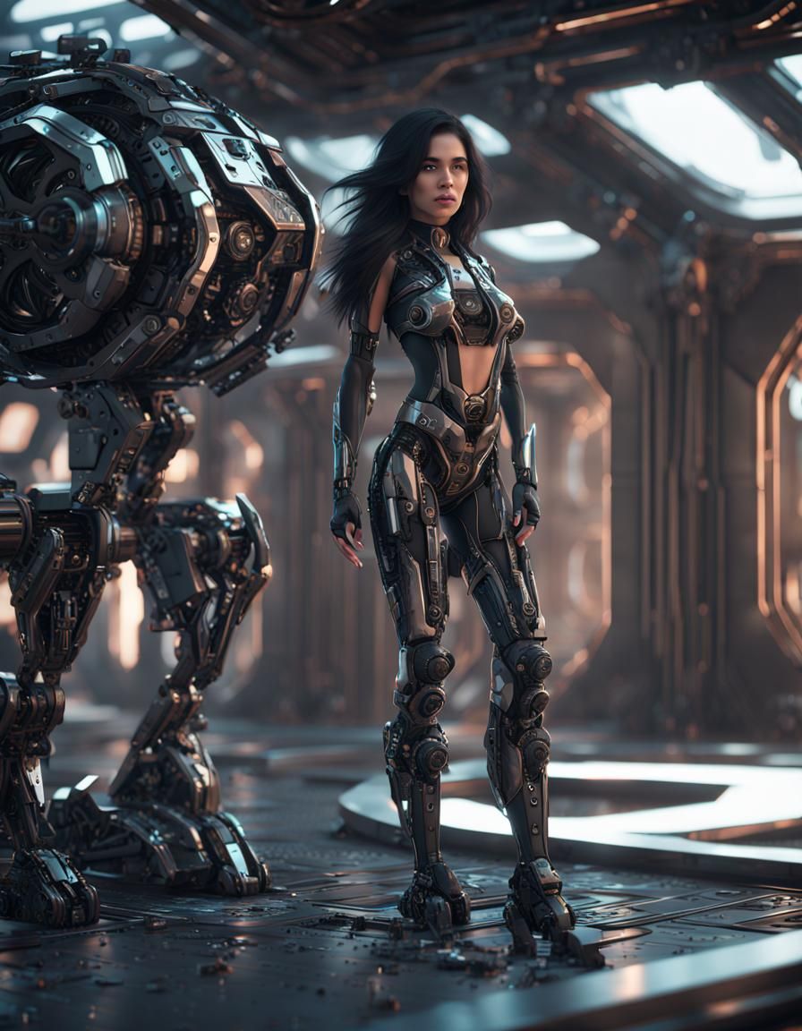 Futuristic Woman with Intricate Mech Details