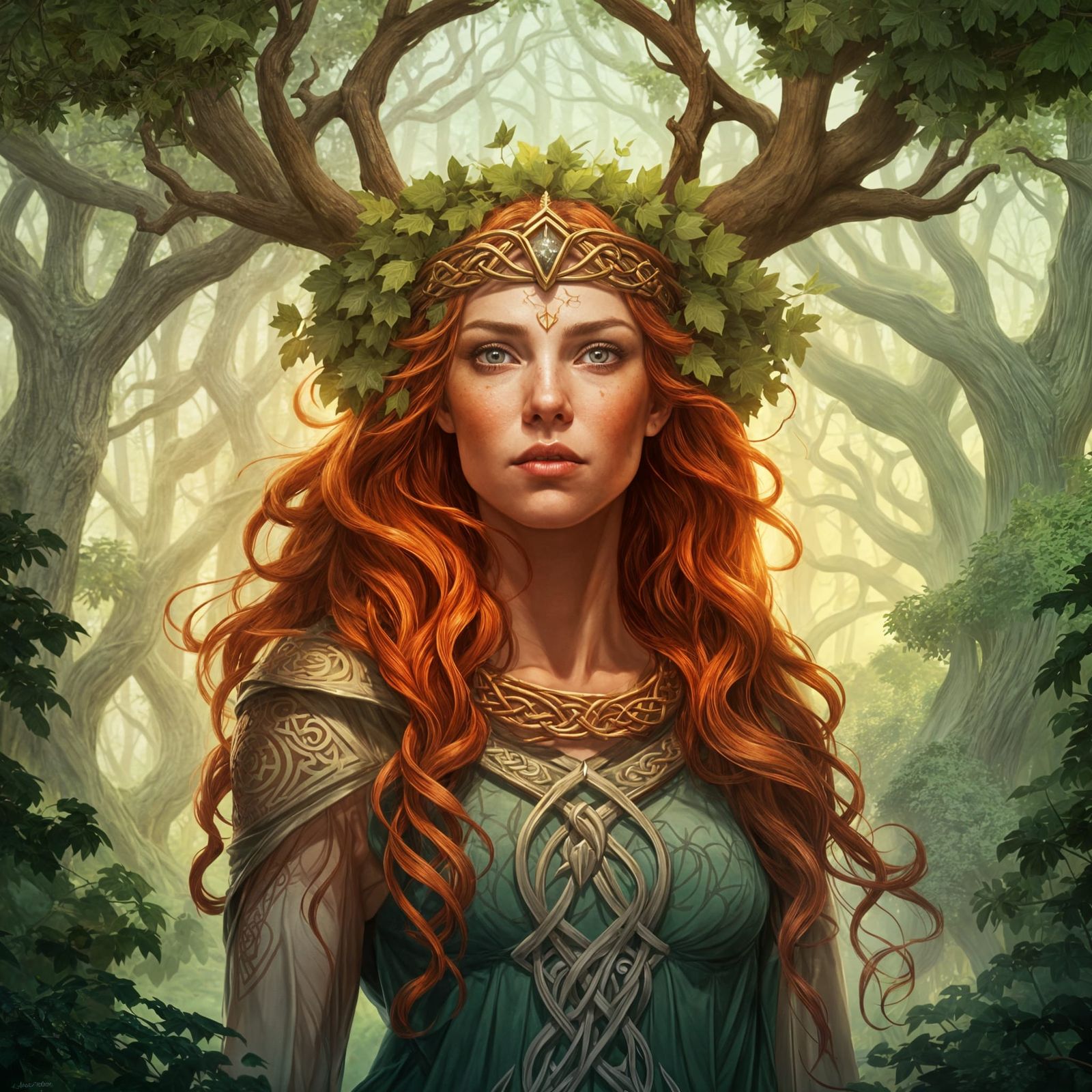 Celtic Goddess in Sacred Grove: Digital Art