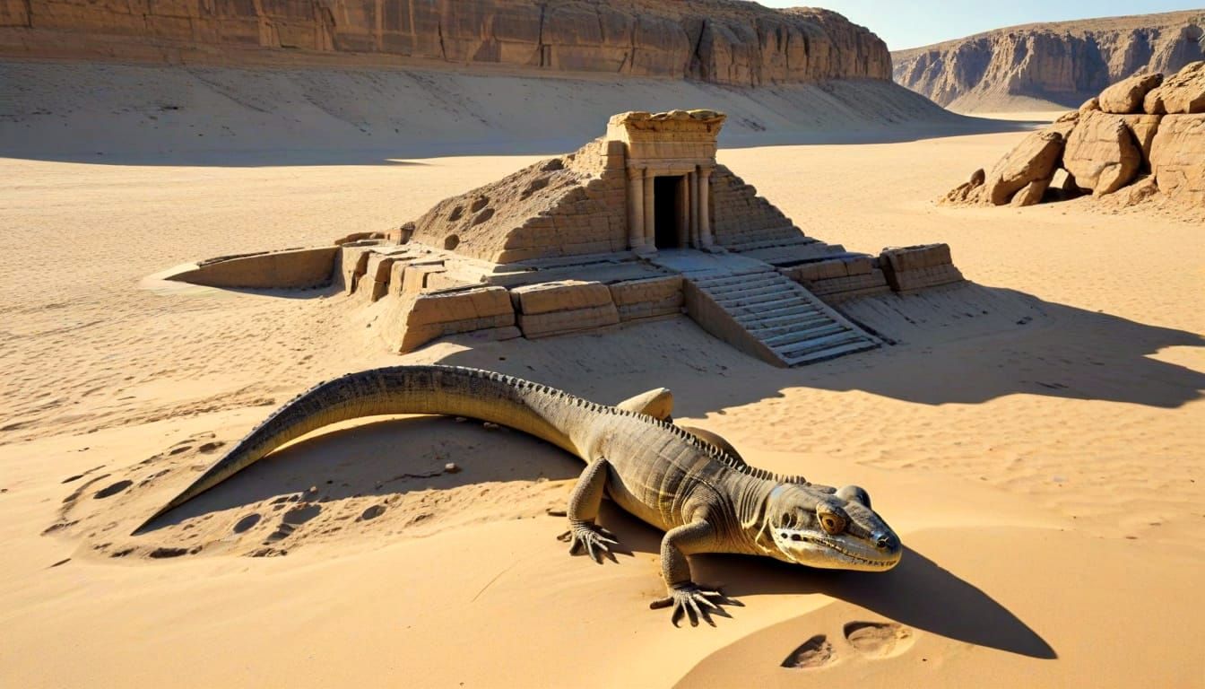 Desert Temple Ruins with Lizard