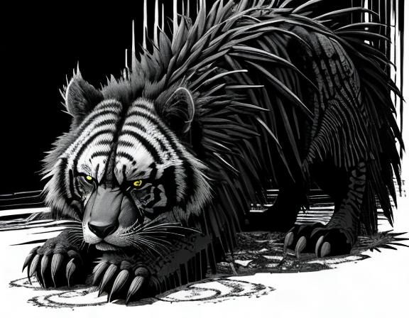 Detailed Wolverine in Tropical Cemetery, Studio Ghibli Style