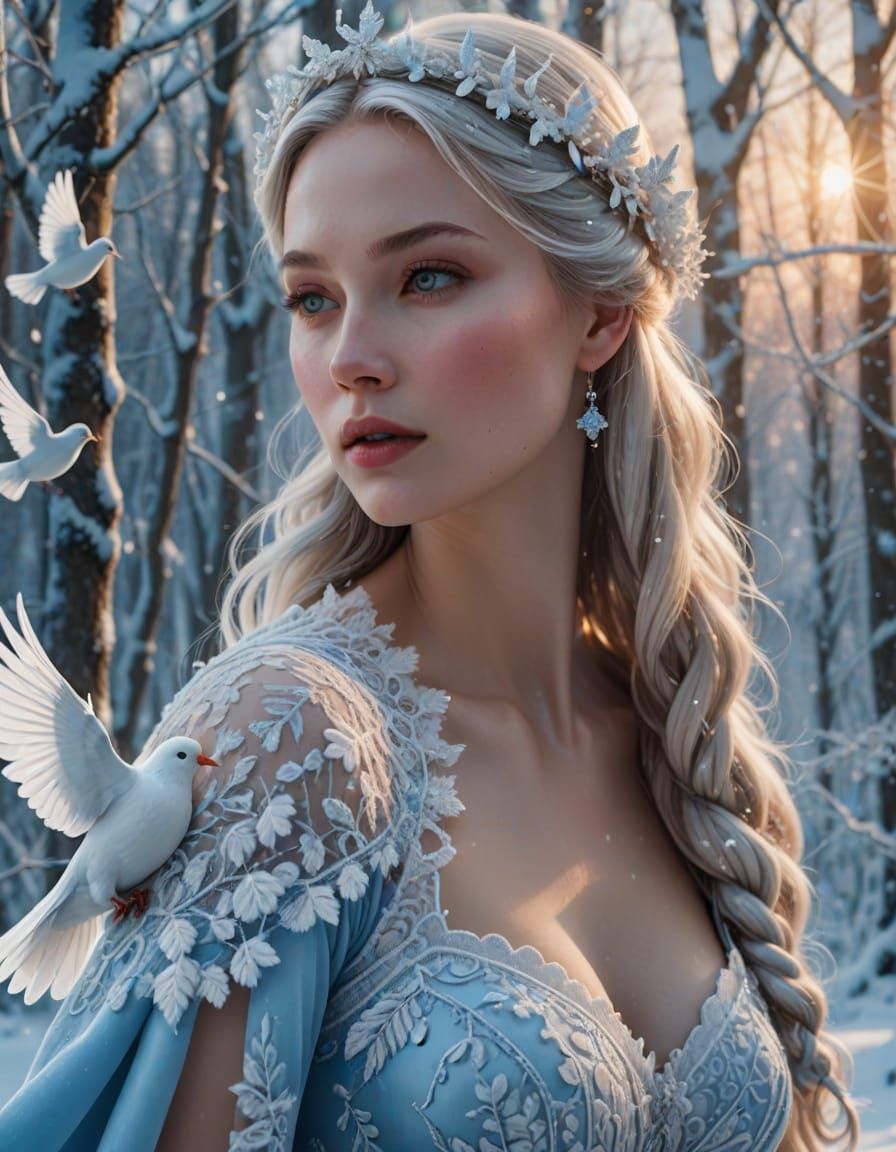 Snow Maiden Portrait in Digital Fantasy Art