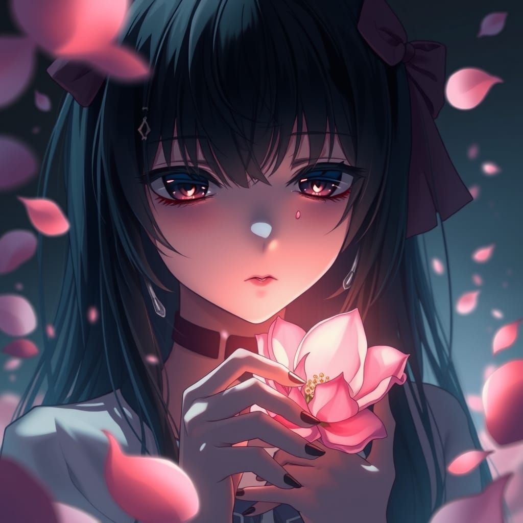 Ethereal Dreamgirl Amidst Soft Petals